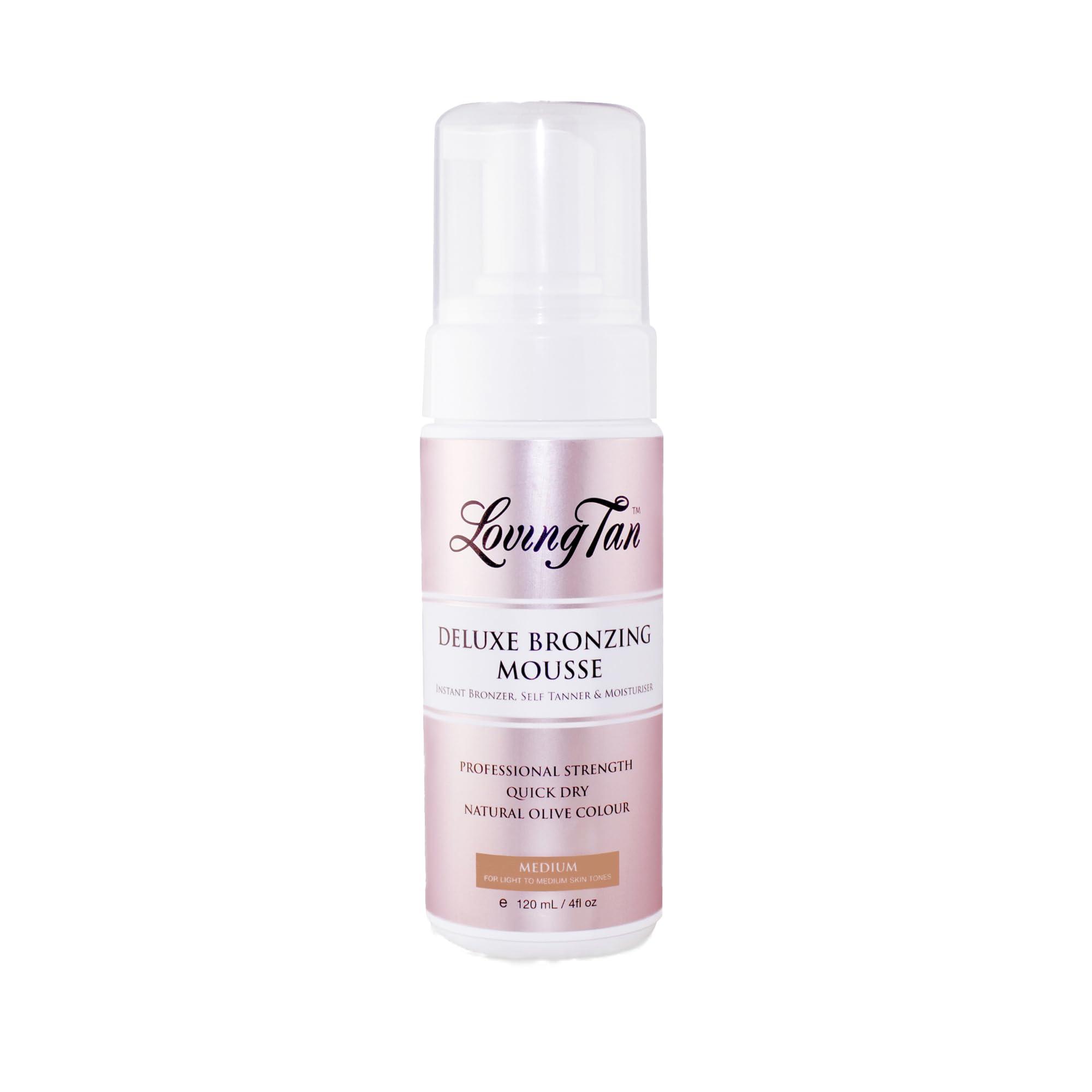 Loving Tan Loving Tan Deluxe Bronzing Mousse (4FL Oz) + Face Tan (1.6Oz), Medium - Streak Free, Natural looking, Professional Strength Sunless Tanner - Cruelty Free, Naturally Derived DHA