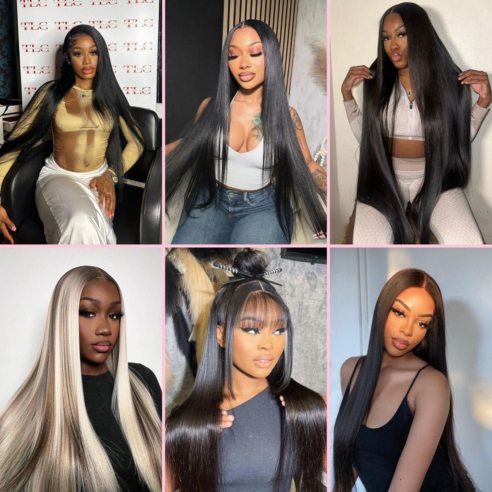 Beauty Queen Beauty Queen Straight 4 Bundles Human Hair 24 26 28 30 Inch 16A 100% Unprocessed Human Hair Bundles Full And Thick Brazilian Virgin Hair Weave Bundles Raw Hair Extensions Natural Black Color