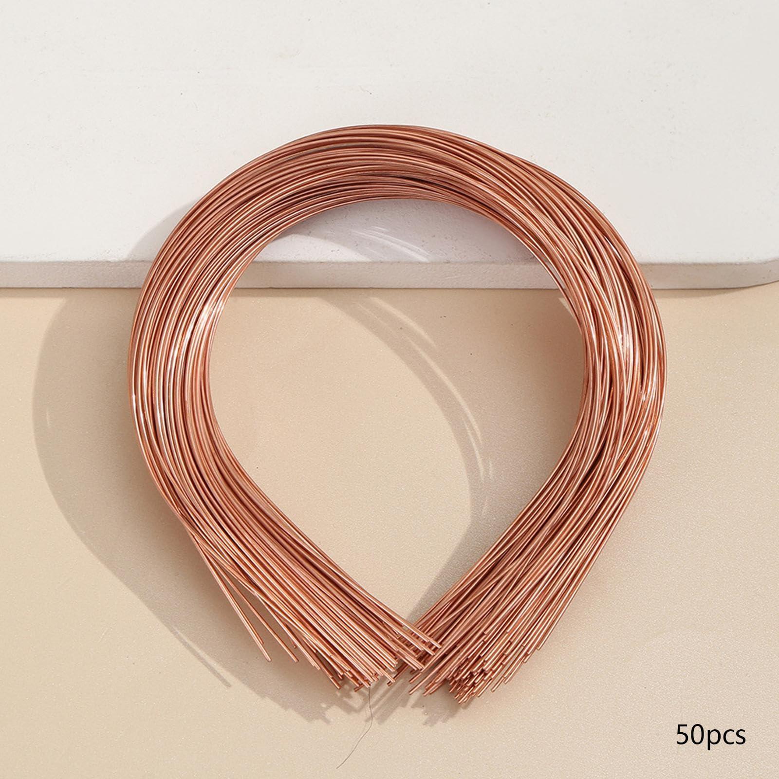 Deevoka 50Pcs Plain Metal Headbands for Crafts Headband Frame Hair Clasps 1.2mm Width Hair Hoop Bulk Hair Band Blank Headbands Thin Wire Hairband, Copper