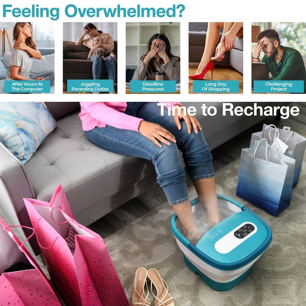 Medical king Foot Spa With Heat And Massage Electric Rotary Massage Includes A Remote Control A Pumice Stone Collapsible Foot Spa With Heat And Massage Bubbles and Vibration 24 Motorized Shiatsu Massage Balls