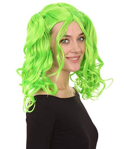 HalloweenPartyOnline Dolly Pigtail Ponytail Wig (Adult, Lime)