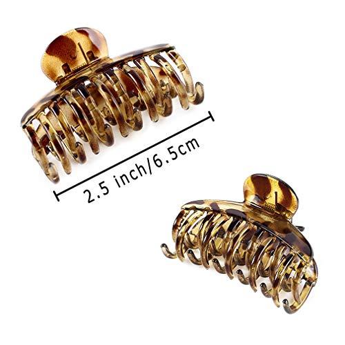 DEEKA DEEKA 3 PCS 2.5 Inch Tortoise Shell Hair Claw Clips Double Row Teeth Plastic Hair Jaw Clips Hair Barrettes Thick Medium Thin Hair Clips for Women