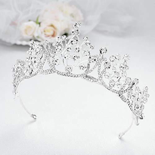 Barode Barode Bridal Wedding Crowns and Tiaras Crystal Bride Queen Crowns Rhinestone Headband Wedding Hair Accessories for Women and Girls (Silver)