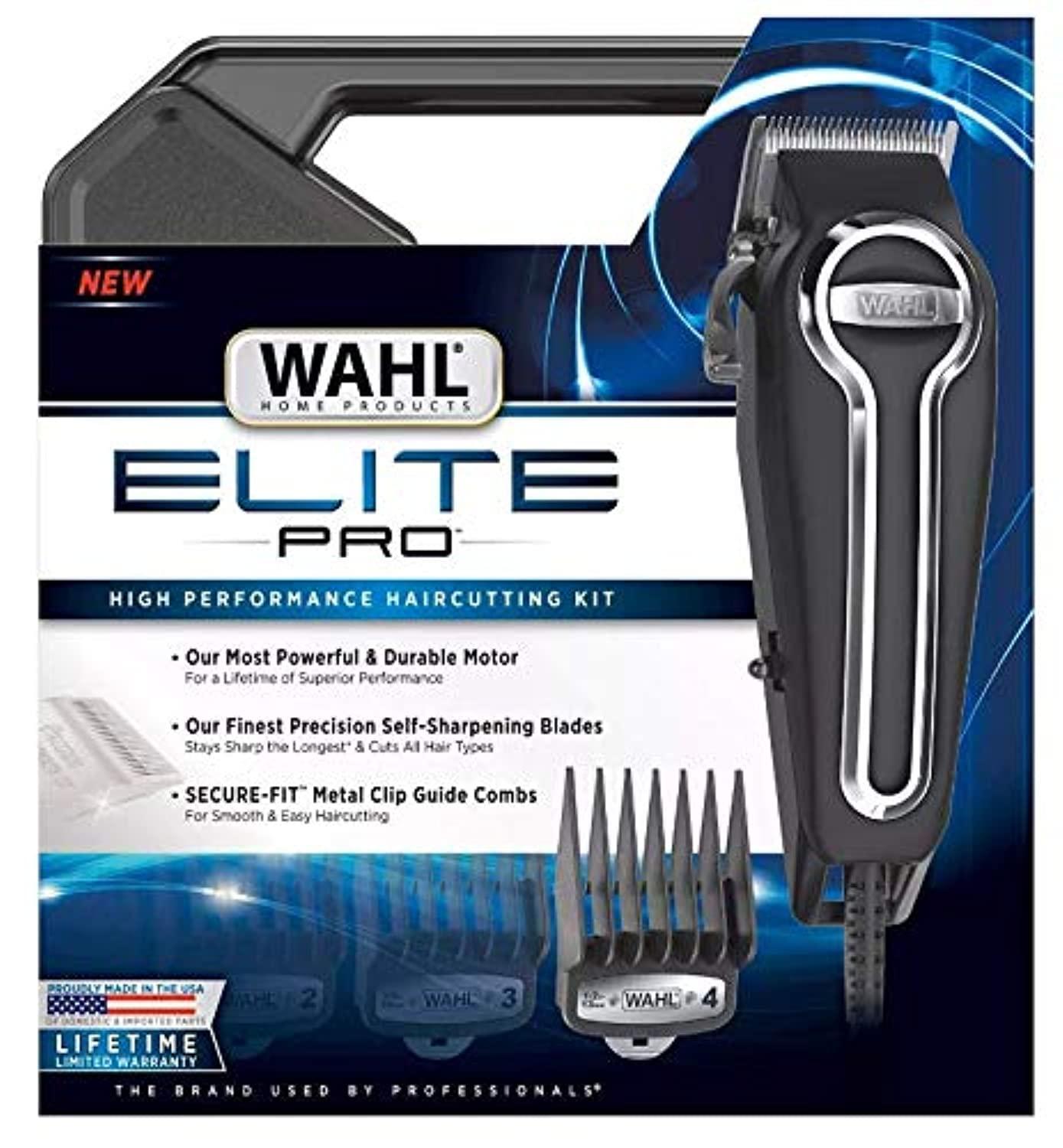 Wahl WAHL Clipper Elite Pro High Performance Haircut Kit for Men with Hair Clippers, Secure fit Guide Combs with Stainless Steel Clips by The Brand Used by Professionals. #79602