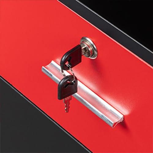 OmySalon OmySalon Wall Mount Barber Stations, Salon Stations for Hair Stylist, Hair Styling Equipement Set with a Storage Cabinet, 2 Drawers and a 3 Tier Shelf (Black&Red)