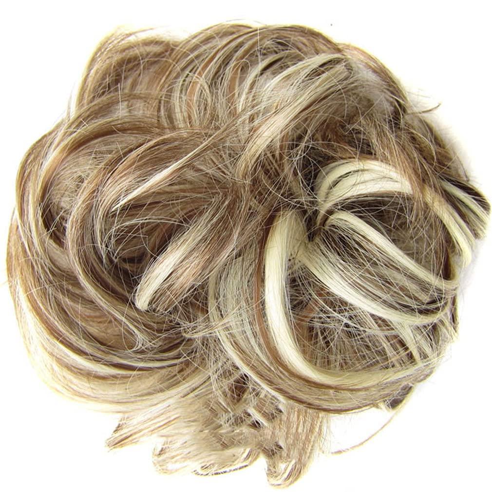 STREJHYT Messy Chignon Donut Hair Bun Pad Elastic Hair Rope Rubber Band Synthetic Hairpiece Gary Brown Color 6AH613
