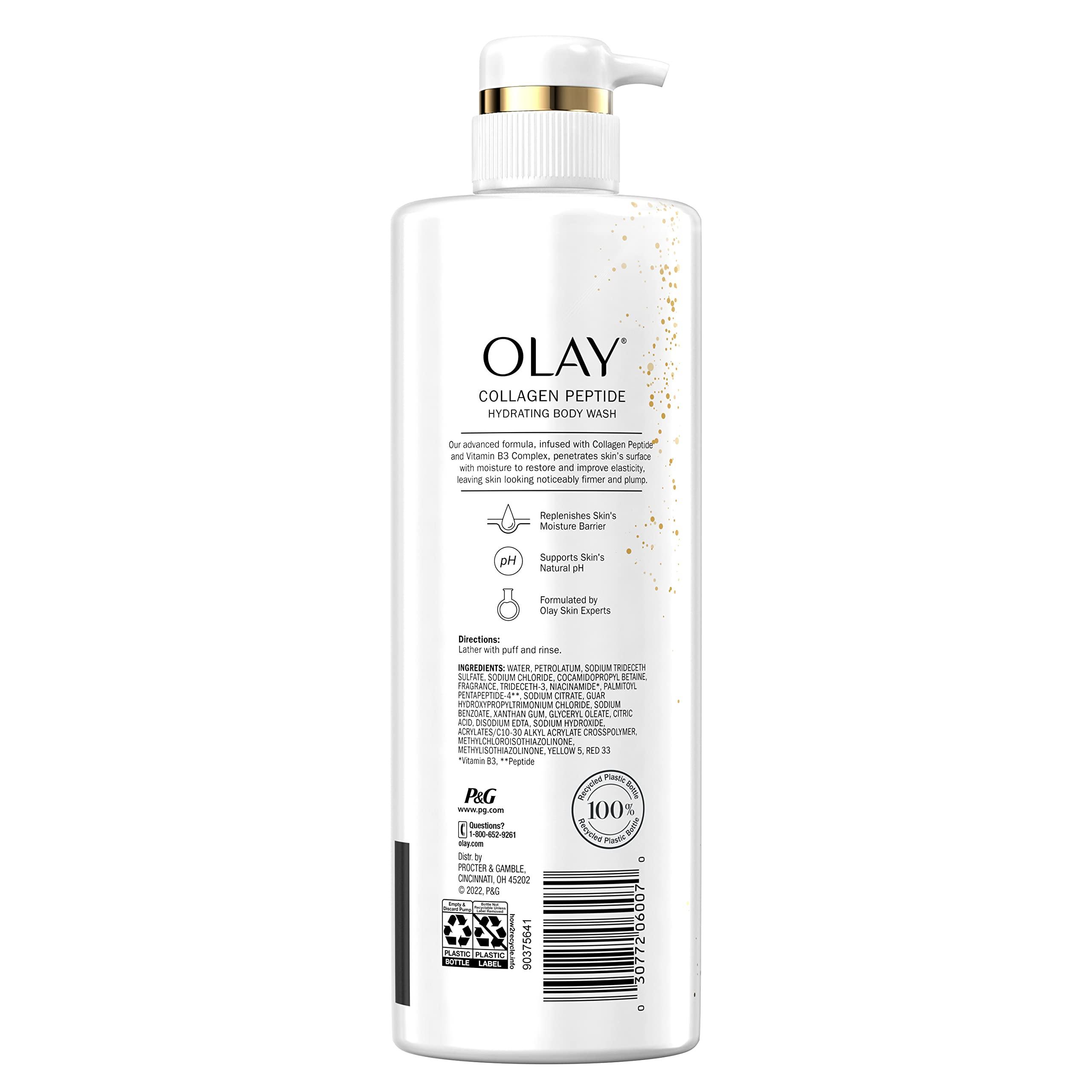 Olay Olay Cleansing & Firming Body Wash for Women with Vitamin B3 and Collagen, Younger & Healthier Looking Skin, Fast Absorbing Formula, 26 fl oz