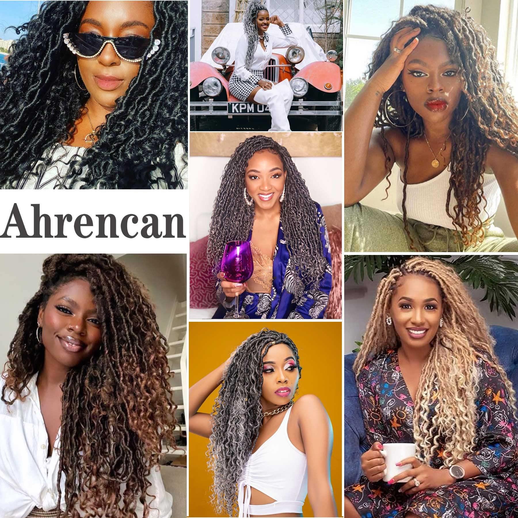 Ahrencan 613 Goddess Locs Crochet Hair,5 Packs 14 Inch Pre Looped Blonde Boho Goddess Faux Locs Crochet Hair With Curly Ends,Soft Hippie Locs Crochet Hair For Women Human Hair (14in,5packs, 613#)