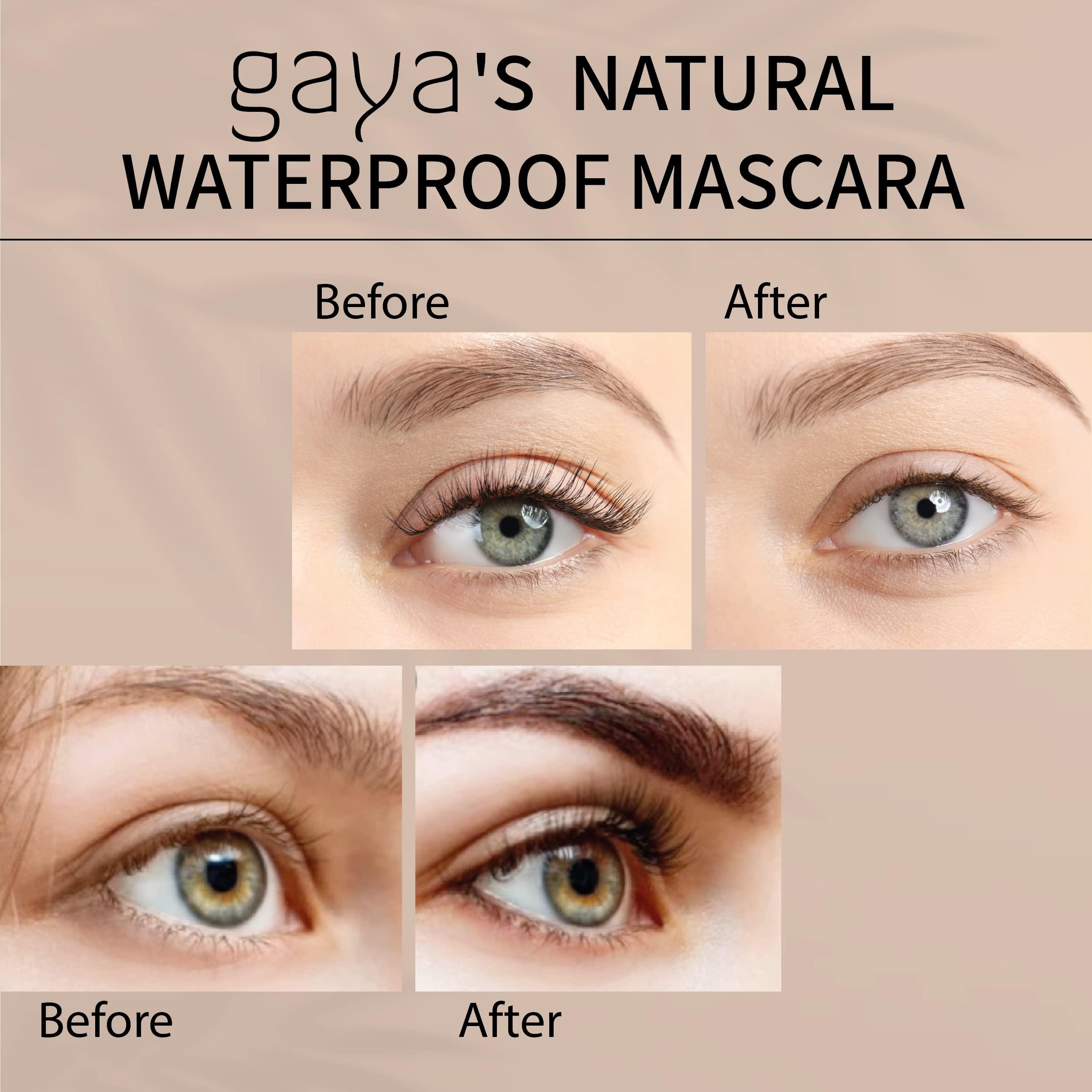 Gaya Cosmetics Vegan Black & brown & Blue Mascara for Sensitive Eyes, Natural Hypoallergenic mascara, Natural Looking, Cruelty Free, Ophthalmologist Tested- By Gaya cosmetics