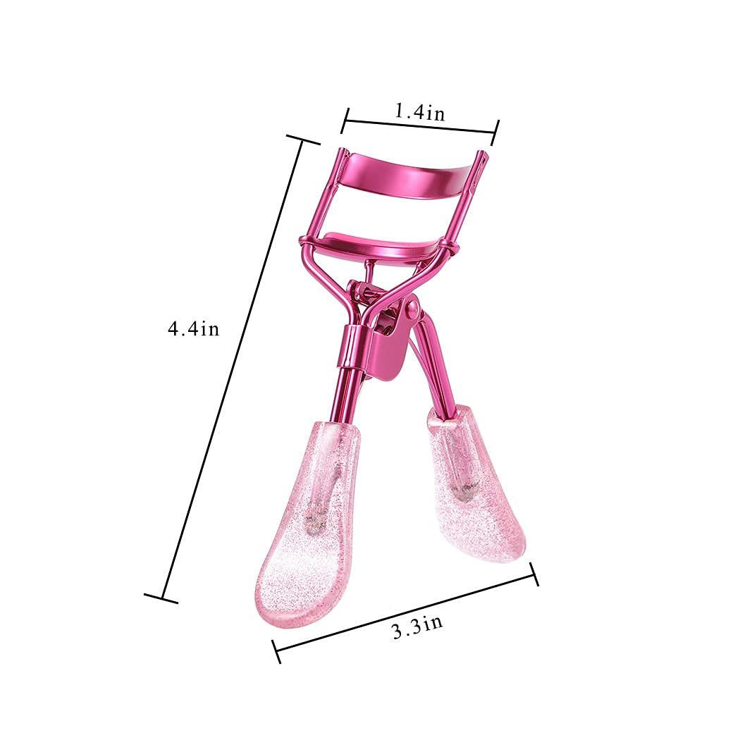 Uranian Uranian Eyelash Curlers Pink Lash Curler with 2 Silicone Refill Pads Glitter Handle Eye Lashes Curler Eyelashes Tool for Women and Girls (Pink)