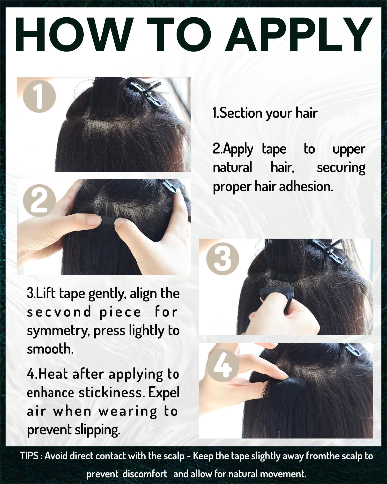 RUNATURE RUNATURE Black Ombre Tape in Hair Extensions Real Human Hair Tape in Extenions Short Natural Black to Blue Tape in Human Hair Extensions Teal Straight Glue in Hair Extensions Human Hair 12 Inch 30g