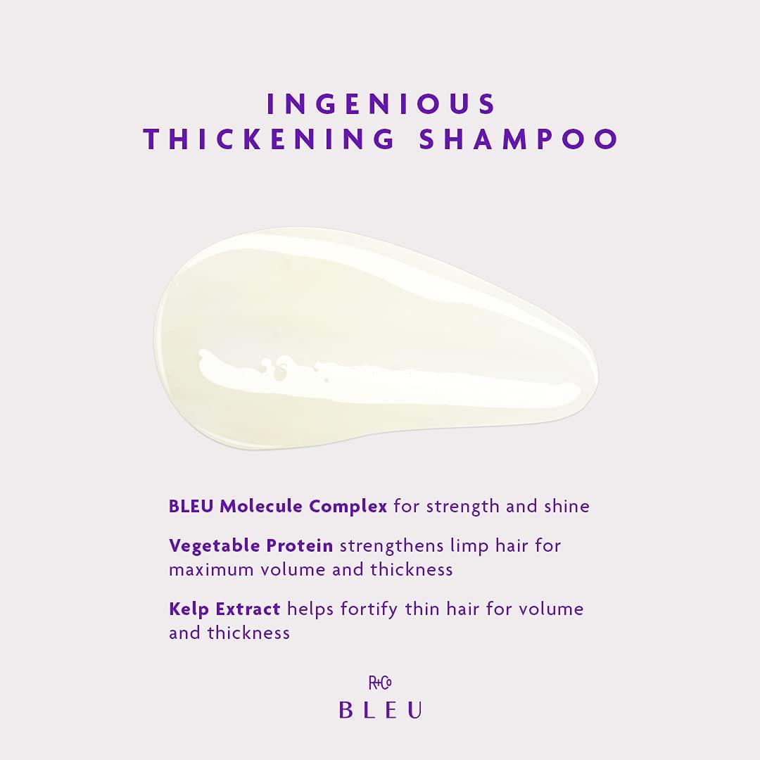 R+Co R+Co BLEU Ingenious Thickening Shampoo  Boosts Body, Bounce, and Shine for Fine Hair, Cleanses and Clarifies, Removes Product Buildup, Adds Instant Volume, 8.5 oz