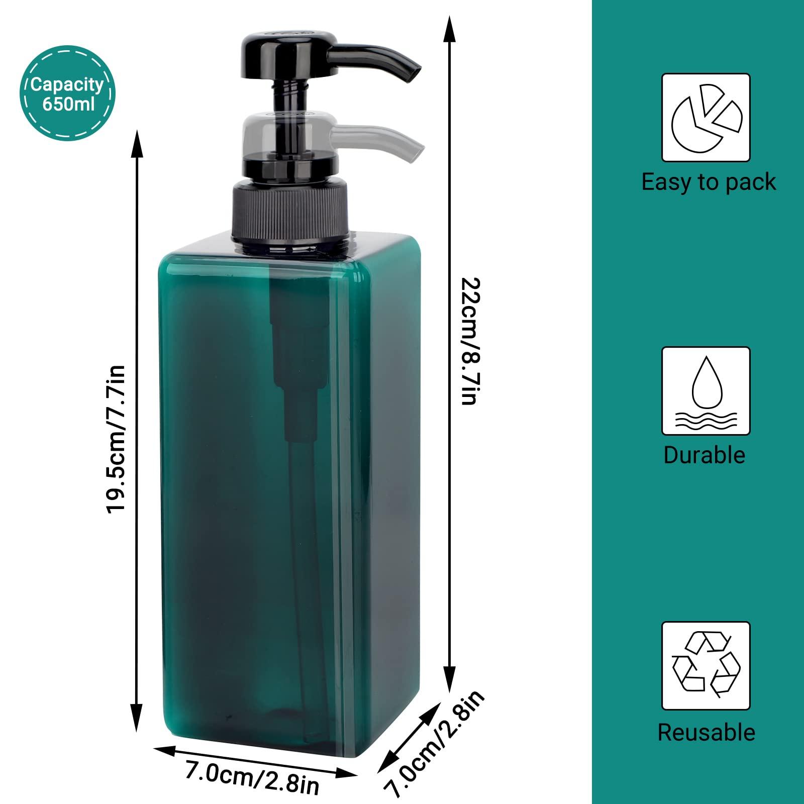 SUREAM Suream 22oz/650ml Empty Shampoo Bottles with Pump with 26Pieces Waterproof Soap Labels, 3Packs Large Capatity Empty Containers for for Shower Gel, Conditioner, Lotion, Hand Sanitizer, Massage Oil