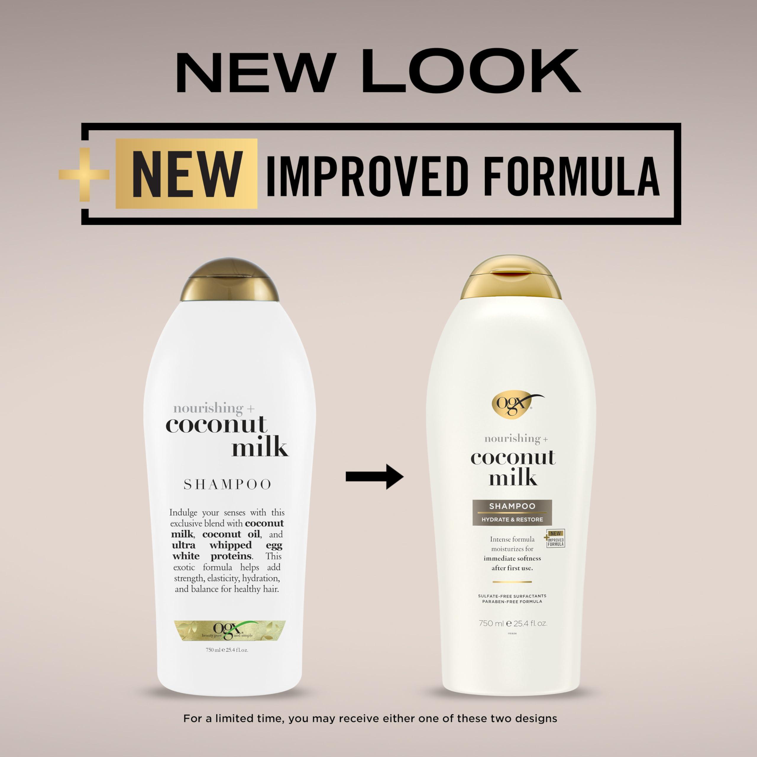 OGX OGX Nourishing Coconut Milk Shampoo for Strong, Healthy Hair - With Coconut Oil, Egg White Protein, Sulfate & Paraben-Free - 25.4 fl oz (Pack of 2)