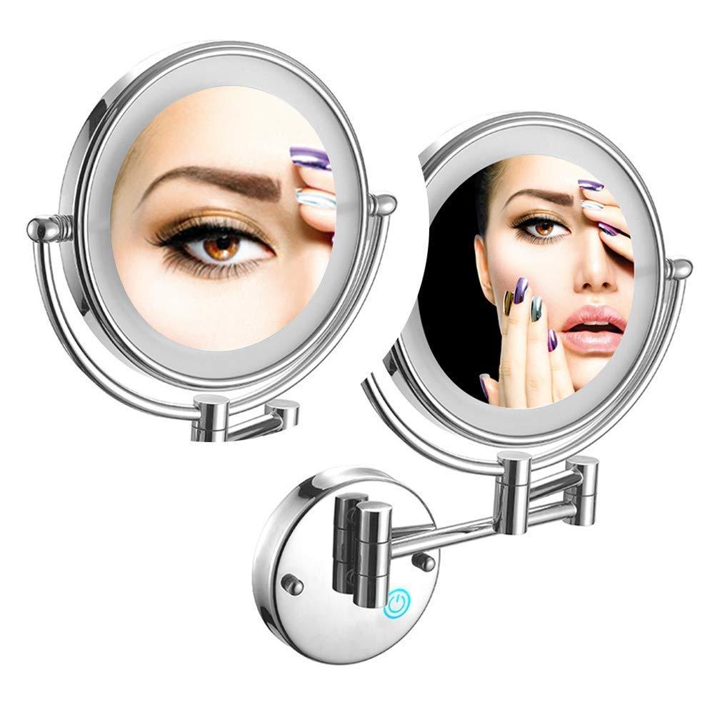 Generic Vanity Mirror,Bathroom Makeup Mirror Wall Mounted Shaving 8 Inch with 7X Magnification Led Bedroom(Rose Gold 7X) (Nickel Brushed 7X)