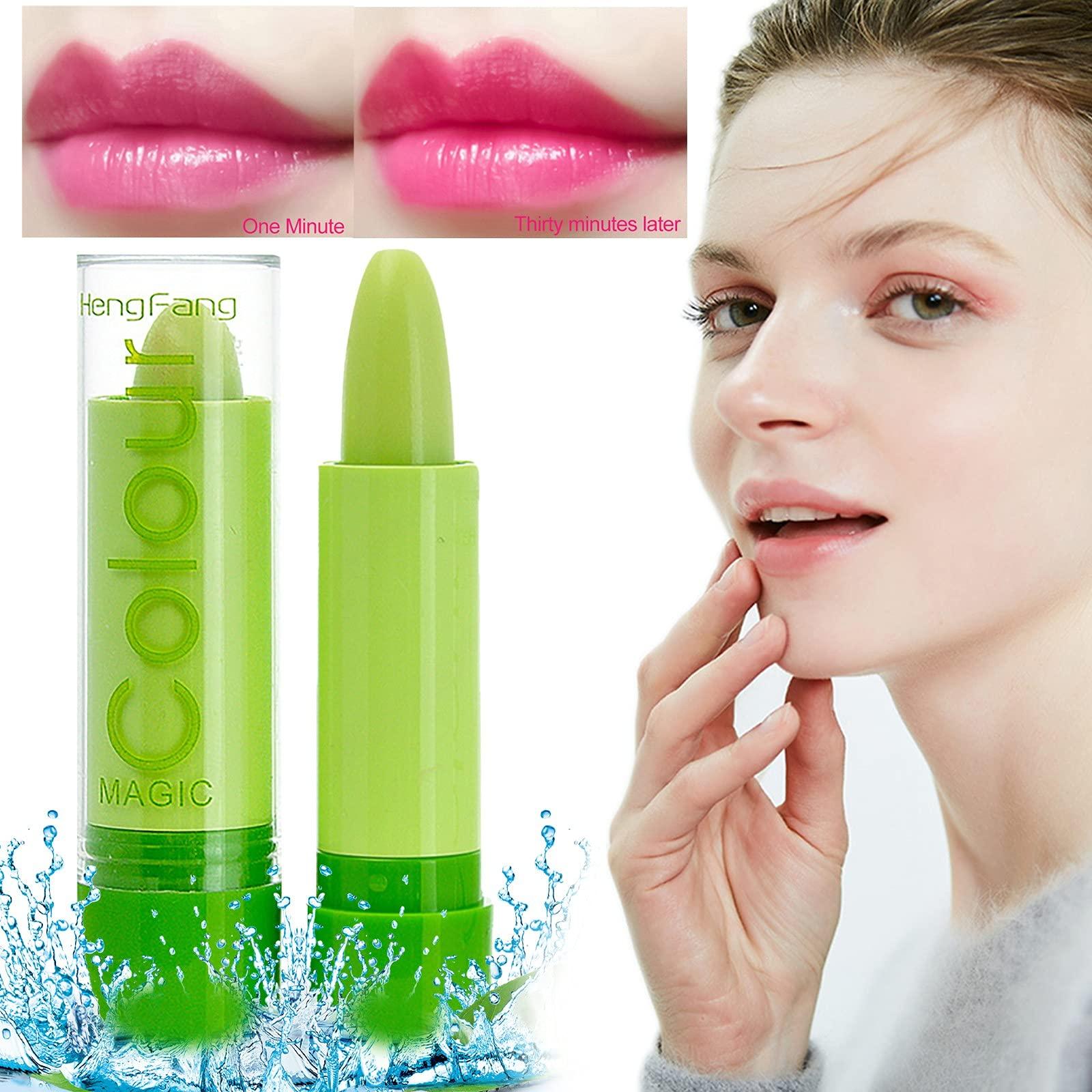 ZITIANY Clove And Hallow Lip Gloss Aloe Magic Lips Gloss Nutritious Change Long Color Balm Lasting Lip Lip Temperature Moisturizer Lipstick (Green) Watermelon Lip Balm