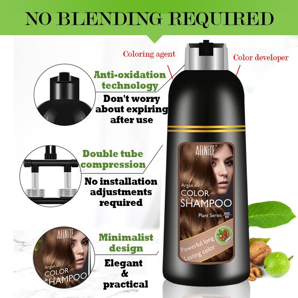 ALINICE ALINICE Gray Hair Shampoo - Enriched Dye Formula with Natural Ingredients - Long Lasting & DIY 500ml (dark brown)
