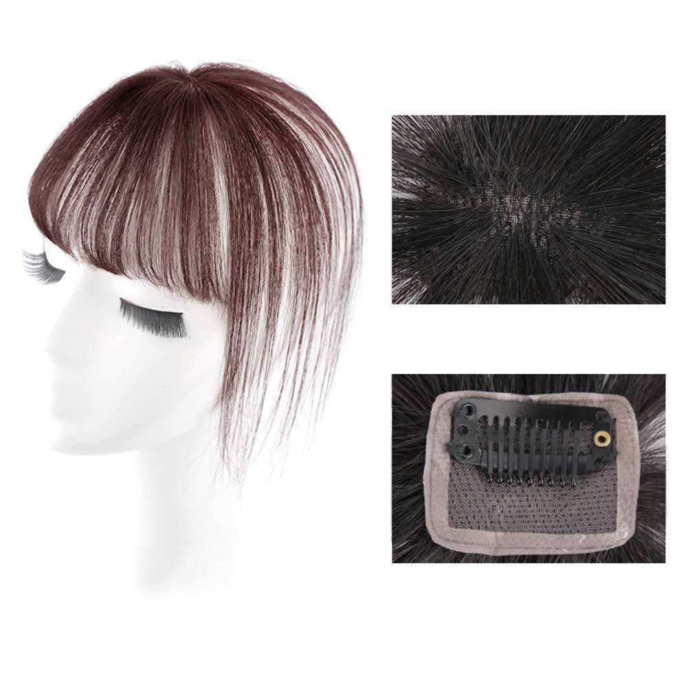 Drasawee Drasawee Clip in Bangs Hair Extensions Human Hair Bangs Clip in Fringe Bangs Handmade Air Bangs with Temple for Women One-piece Hairpiece (Dark Brown)