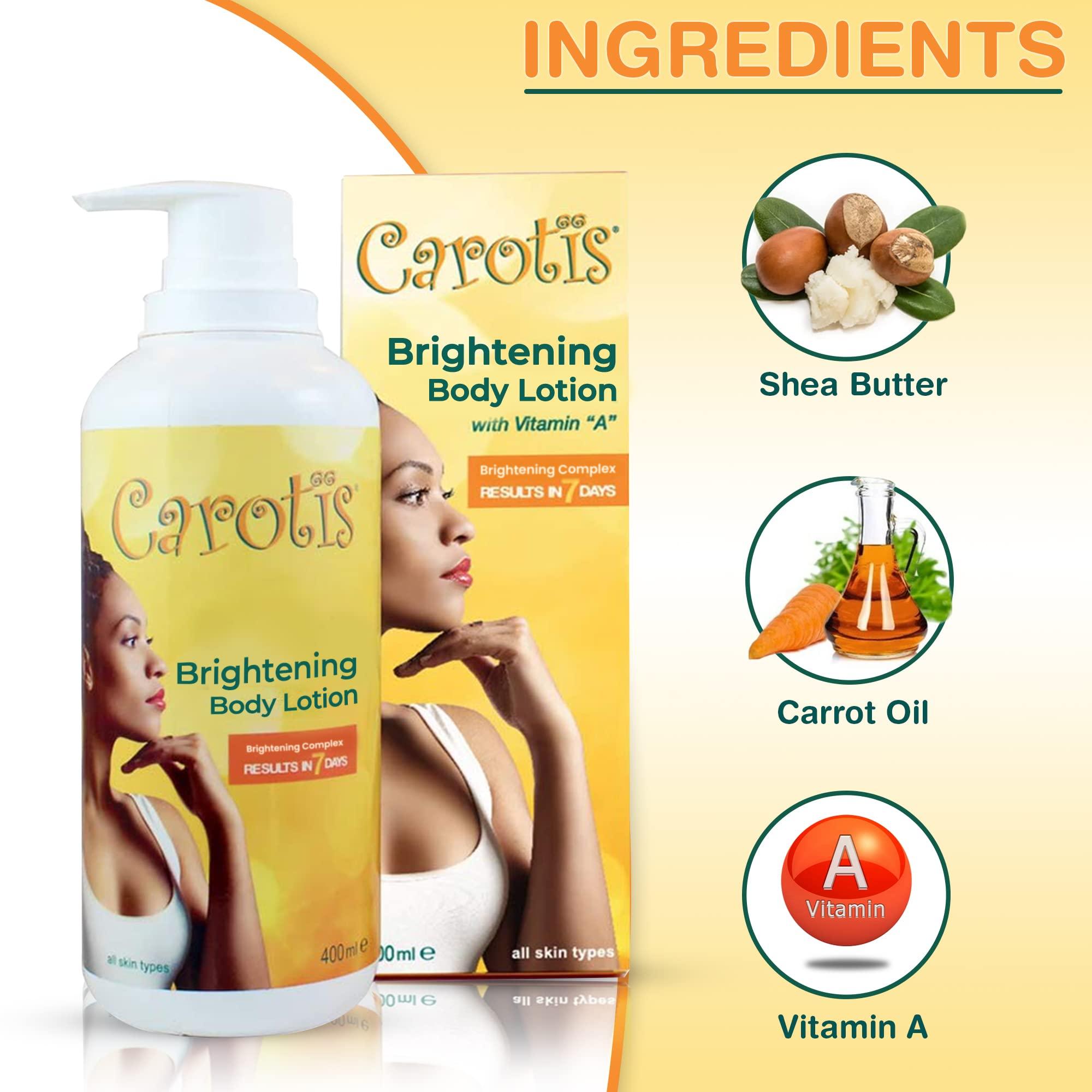 carotis Carotis, Skin Brightening Lotion - 13.5 Fl oz / 400ml |For Body, Knees, Elbows, Hands, with Carrot Oil and Vitamin A