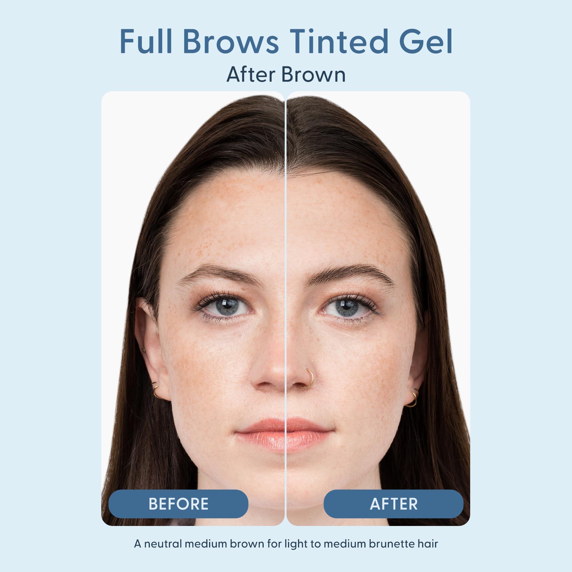 twenty/twenty beauty Full Brows Tinted Eyebrow Gel  Tinted Brow Gel for Fuller Eyebrows - Gentle & Safe for Sensitive Skin & Dry Eyes - Ophthalmologist Developed - Vegan, Cruelty-Free, Clean Ingredients (Brown)