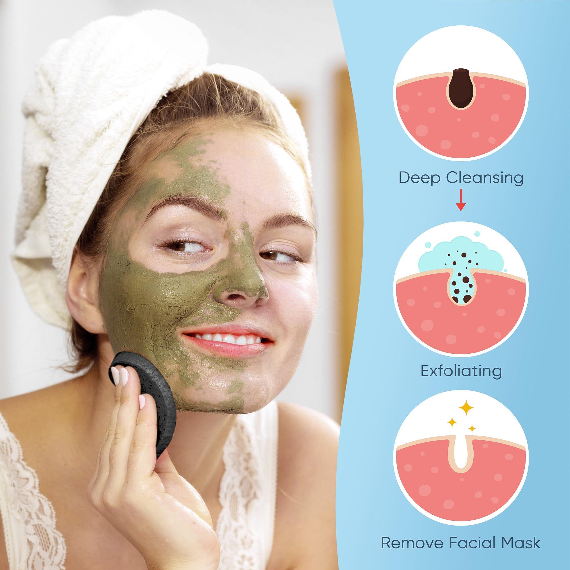 GAINWELL GAINWELL 50-Count Black Compressed Facial Sponges for Daily Facial Cleansing and Exfoliating, 100 Natural Cosmetic Spa Sponges for Makeup Remover, Reusable