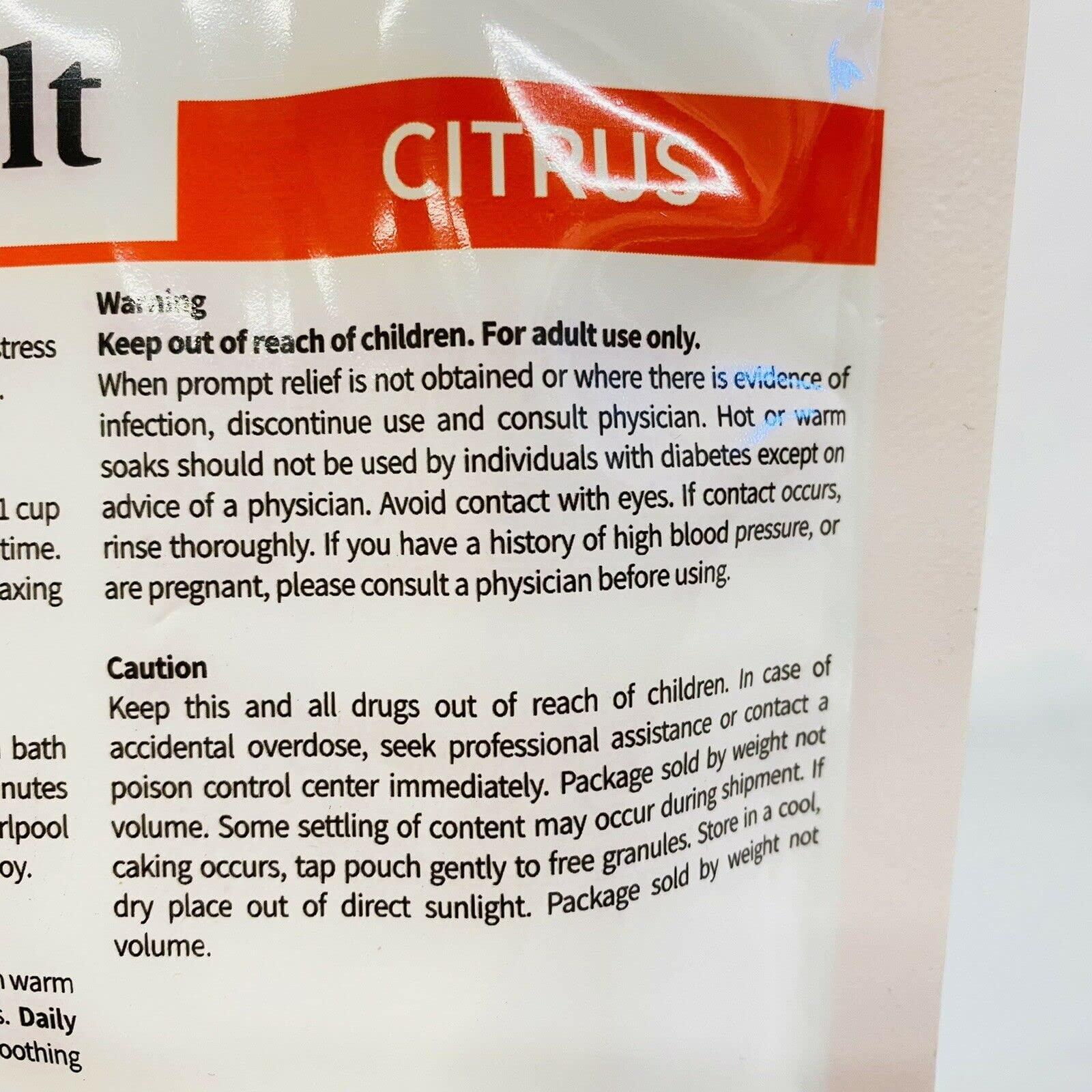 Daily Care Post Workout Recovery Magnesium Bath & Foot Soak Epsom Salt Citrus Reduce Inflammation Soothe Muscles - 2lbs