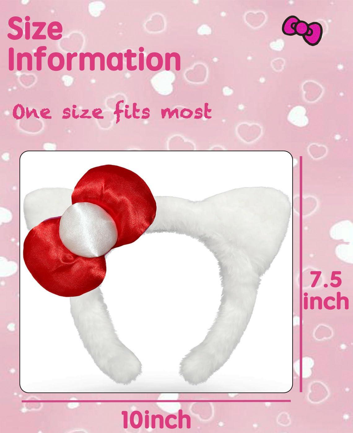 MKPEMEBR MKPEMEBR Kitty Headband with Pink Bow Cute White Cat Ears Hairband Chirtmas Presents for Grils Women