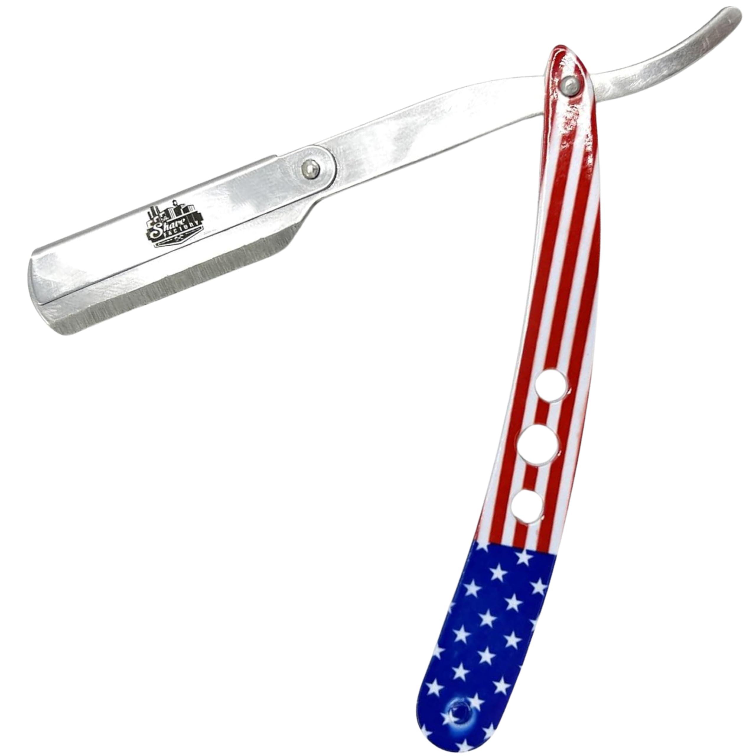 the shave factory The Shave Factory Straight Edge Razor Kit (USA / 200 Dorco Single Edge Razor Blades Blue)