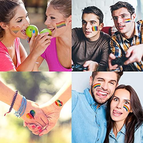 XIYOKA XIYOKA Pride Tattoos, Gay Pride tattoos, LGBT Rainbow Temporary Tattoos, Waterproof Rainbow Flag Tattoo Stickers for Pride Equality Parades and Celebrations (36 Sheets)