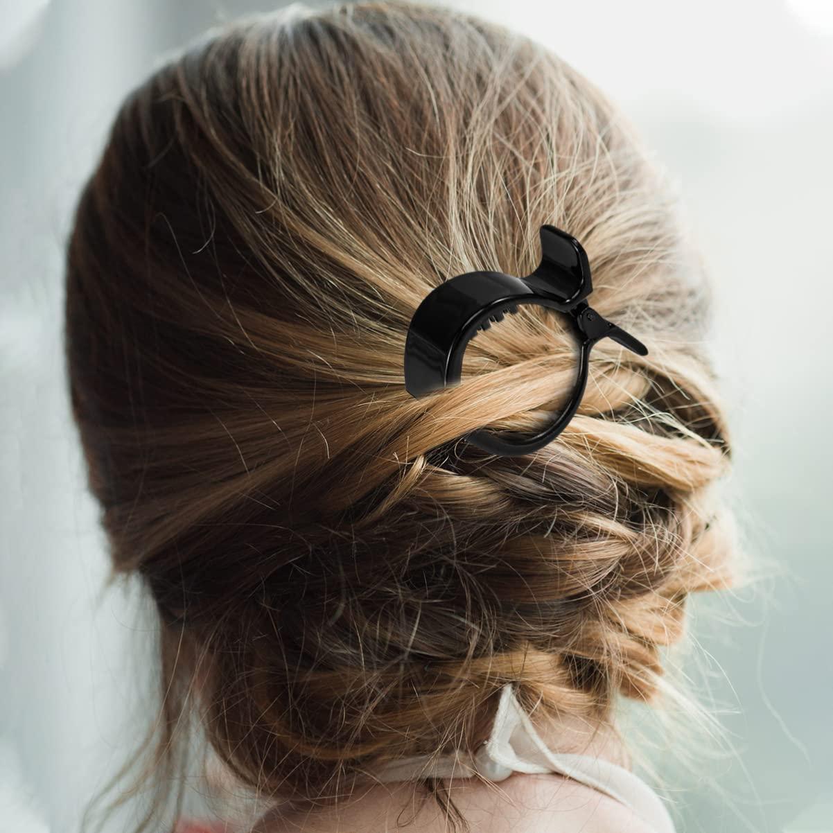 SOLUSTRE SOLUSTRE 2pcs Round Toothed Hair Black Hair Clips Hair Combs for Women Round Hair Clip Styling Hair Clips Ponytail Claw Clip Updo Ponytail Clip Claw Clips Toothed Hair Clip Girl Miss Holder