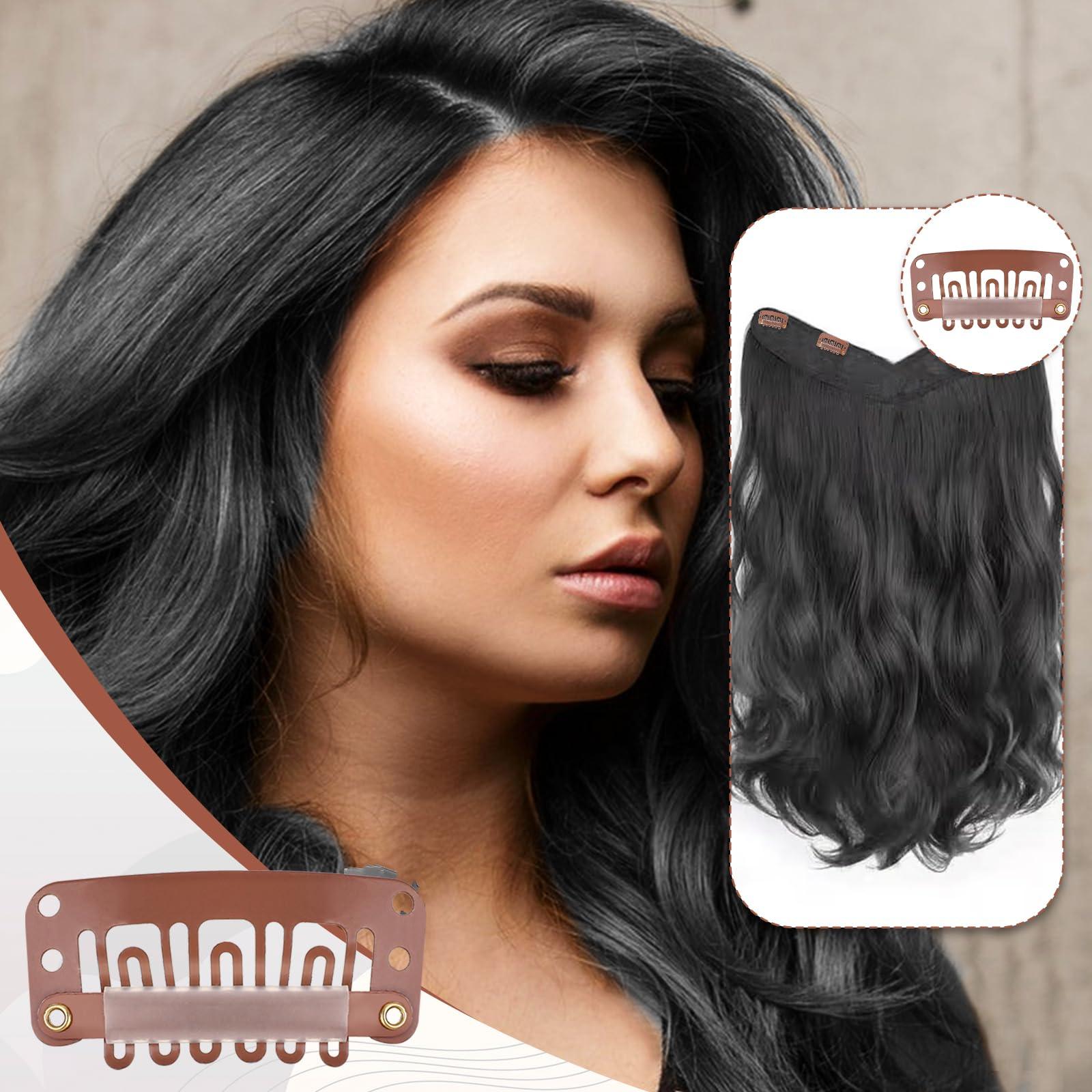 Mozeat Lens 50Pcs Snap Clips for Hair Extensions Wig Clips to Secure Wig No Sew 6 Teeth U Shape Metal Silicon Brown Wigs Hair Extension Clips for Women Hairpiece, Wig Clips Extension Clips to Secure Wig