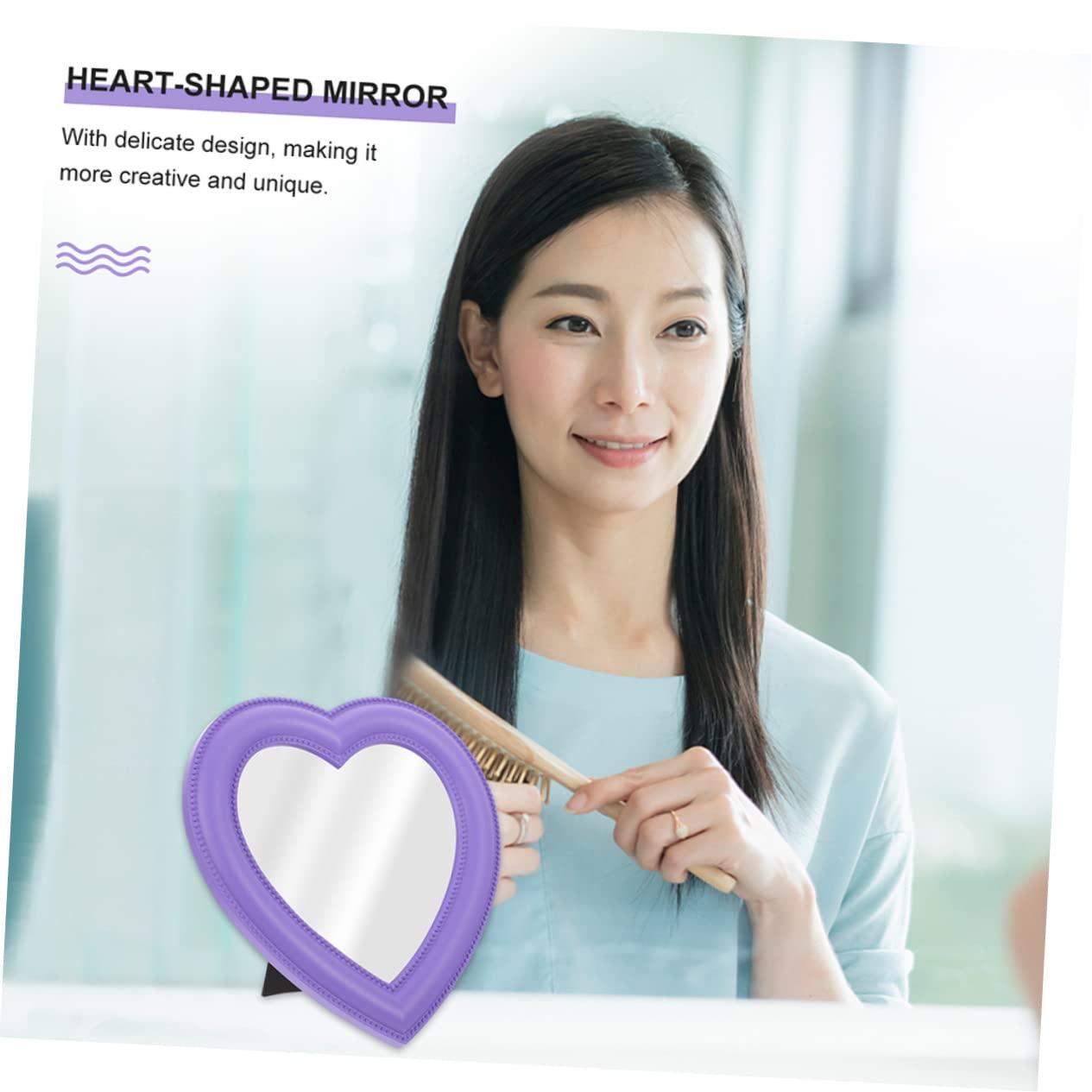 minkissy minkissy Desk Standing Makeup Mirror Set 2pcs Heart Shaped Vanity Mirrors for Women Mirror Surface