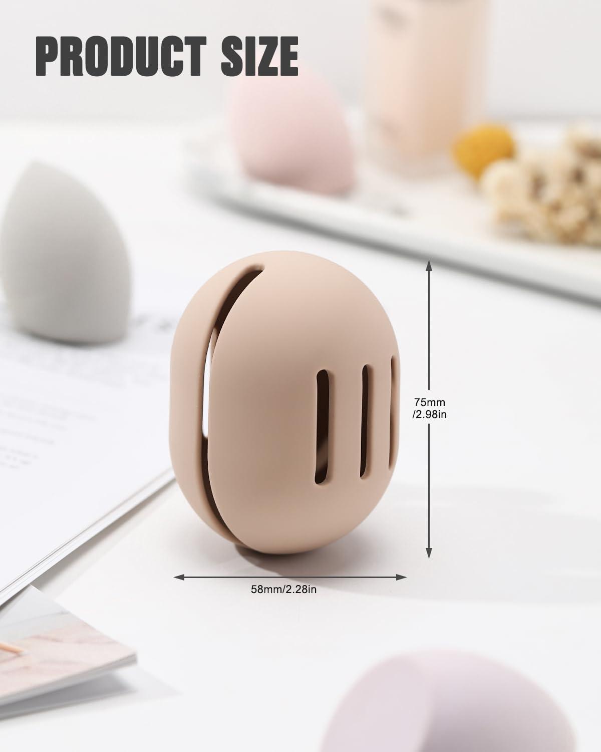 FERYES FERYES 2 PCS Makeup Sponge Holder Shatterproof Eco-Friendly Silicone Beauty Make Up Blender Case for Travel - Khaki