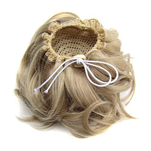 STREJHYT Curly Messy Chignon Wave Synthetic Hair Bun Hair Extensions Elastic Hairpiece Headwear For Women Brown Black Q6 Color 9H19