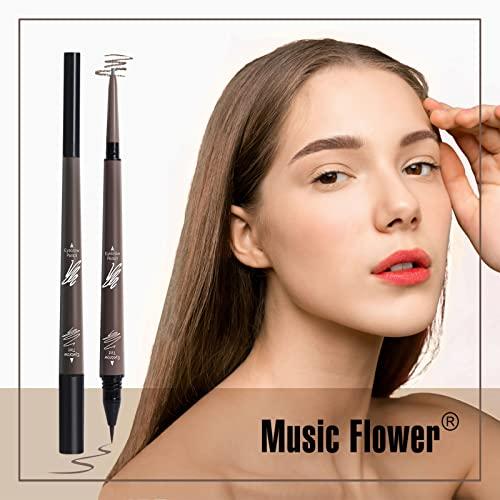 Music Flower Music Flower 3 Pcs Eyebrow Pencil Set, with 2 Dual Ended Waterproof & Long Lasting Liquid Eyebrow Pen and with 1 Eyebrow Brush, Chestnut