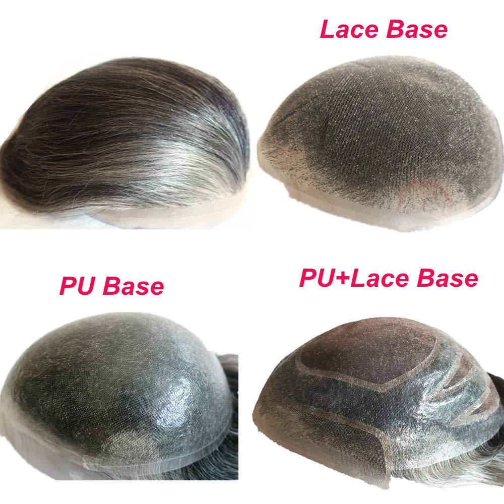 N.L.W. 1B40 Grey hair units Toupee for men Hair pieces for men NLW European human hair replacement system for men 10x8\" toupee mens hair prothesis units Lace Base