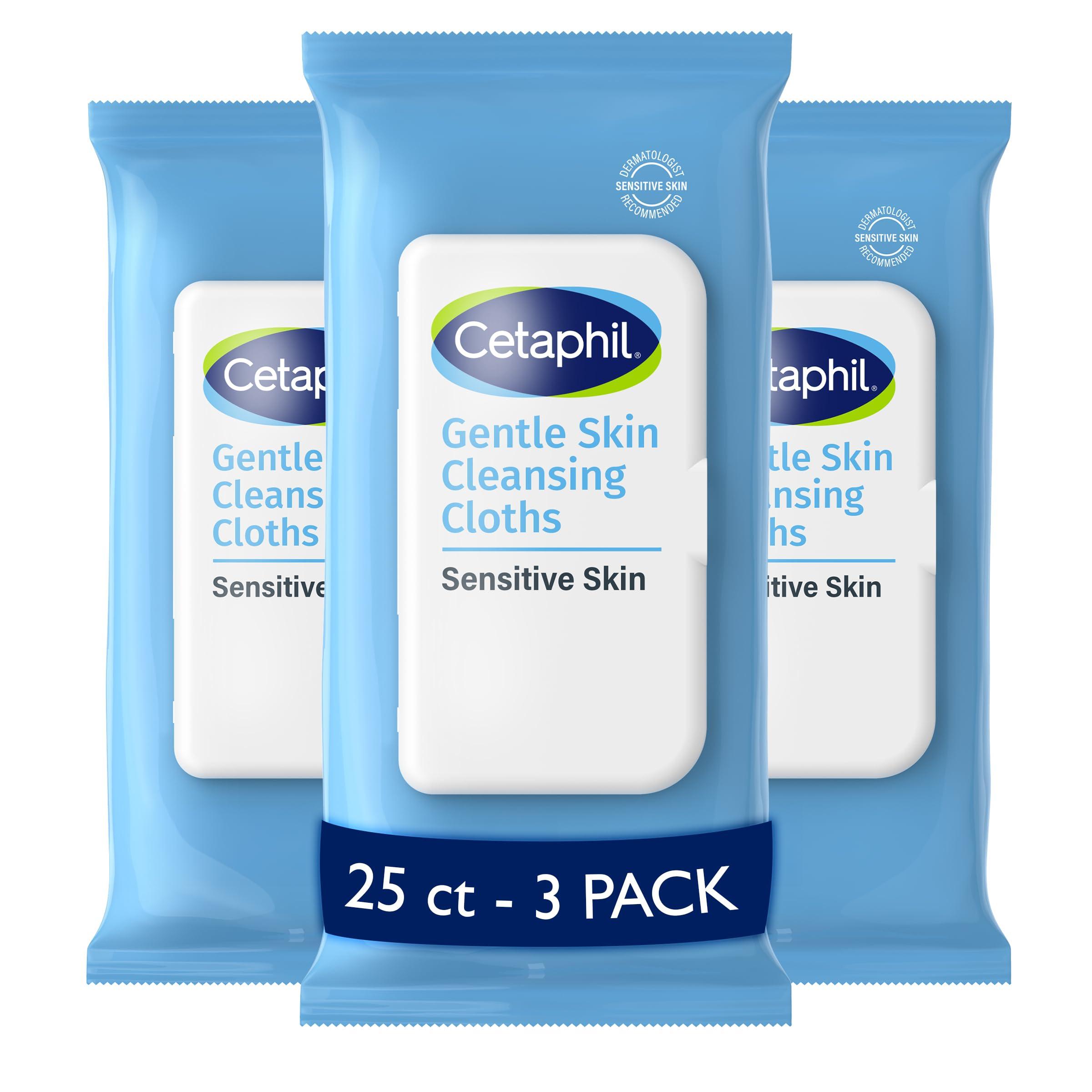 Cetaphil Cetaphil Face and Body Wipes, Gentle Skin Cleansing Cloths, 25 Count (Pack of 3), for Dry, Sensitive Skin, Flip Top Closure, Great for the Gym, Travel, in the Car, Hypoallergenic, Fragrance Free