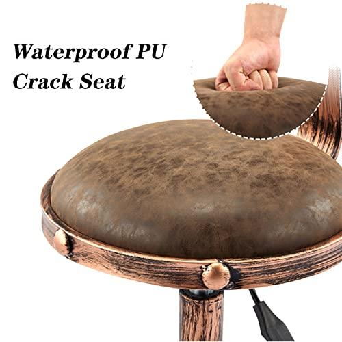 ZJXDPBF Rolling Bar Stools Massage Beauty Spa Adjustable Chair with Swivel Wheels, Rebar 5 Claws and PU Seat Copper Nail Decorationr:Brown-01