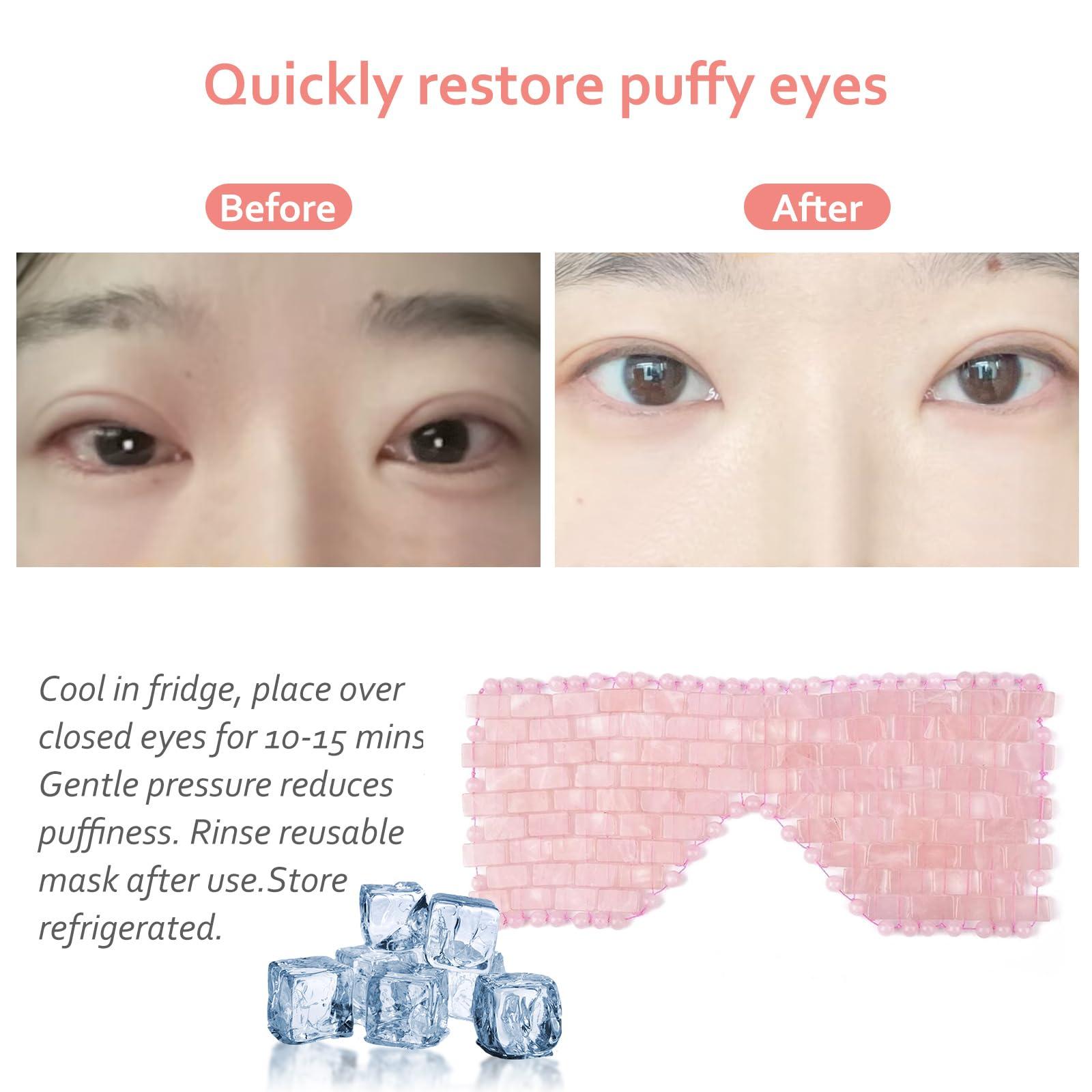 ideayard ideayard Rose Quartz Eye Mask, Cooling Jade Eye Mask 100% All Natural Crystal Eye Mask for Facial