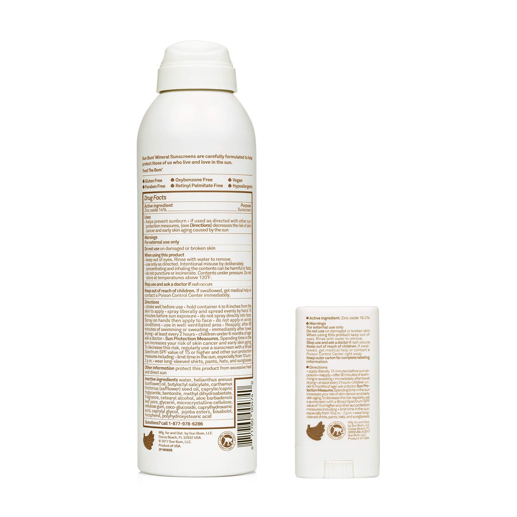 Sun Bum Sun Bum Sun Bum Mineral Spf 30 Sunscreen Spray and Spf 50 Face Stick Vegan and Reef Friendly (octinoxate & Oxybenzone Free) Broad Spectrum Zinc Sunscreen With Uva/uvb, 2 Count