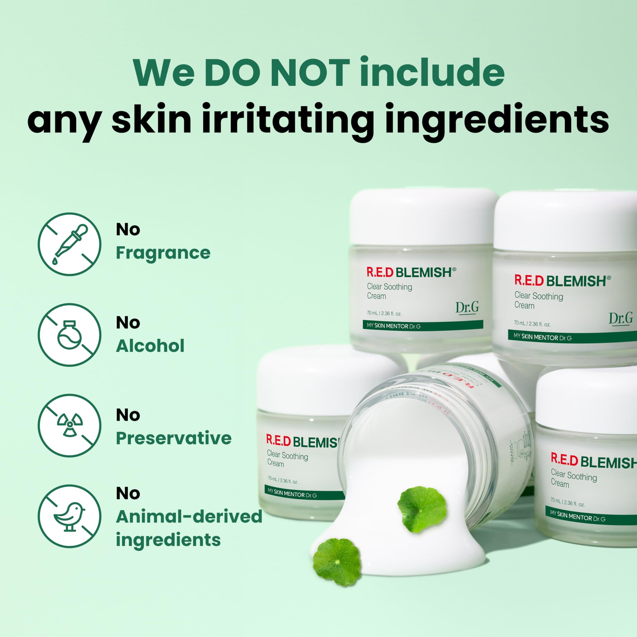 Dr.G Dr.G Red Blemish Clear Soothing Korean Moisturizer Face Cream, 70ml - Cica Cream, Korean Skin Care Moisturizer, Korean Face Moisturizer, Facial Moisturizer, Korean Skincare, K Beauty Skincare Coreano