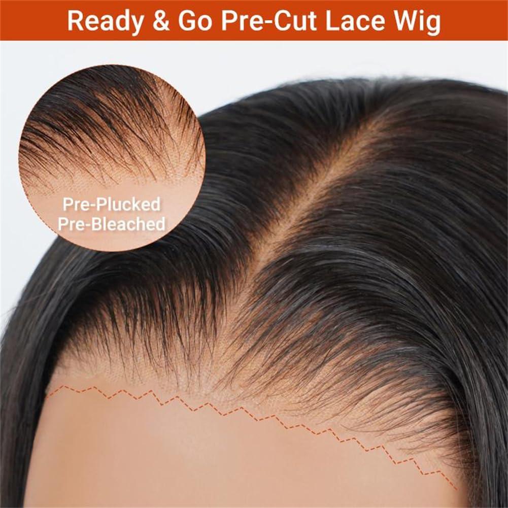 Wiggins Wiggins Hair Ready And Go Glueless Wig Pre Cut Straight 5x7 Lace Closure Wig Human Hair Pre Bleached Pre Plucked Human Hair Wig Beginner Friendly 14 Inch