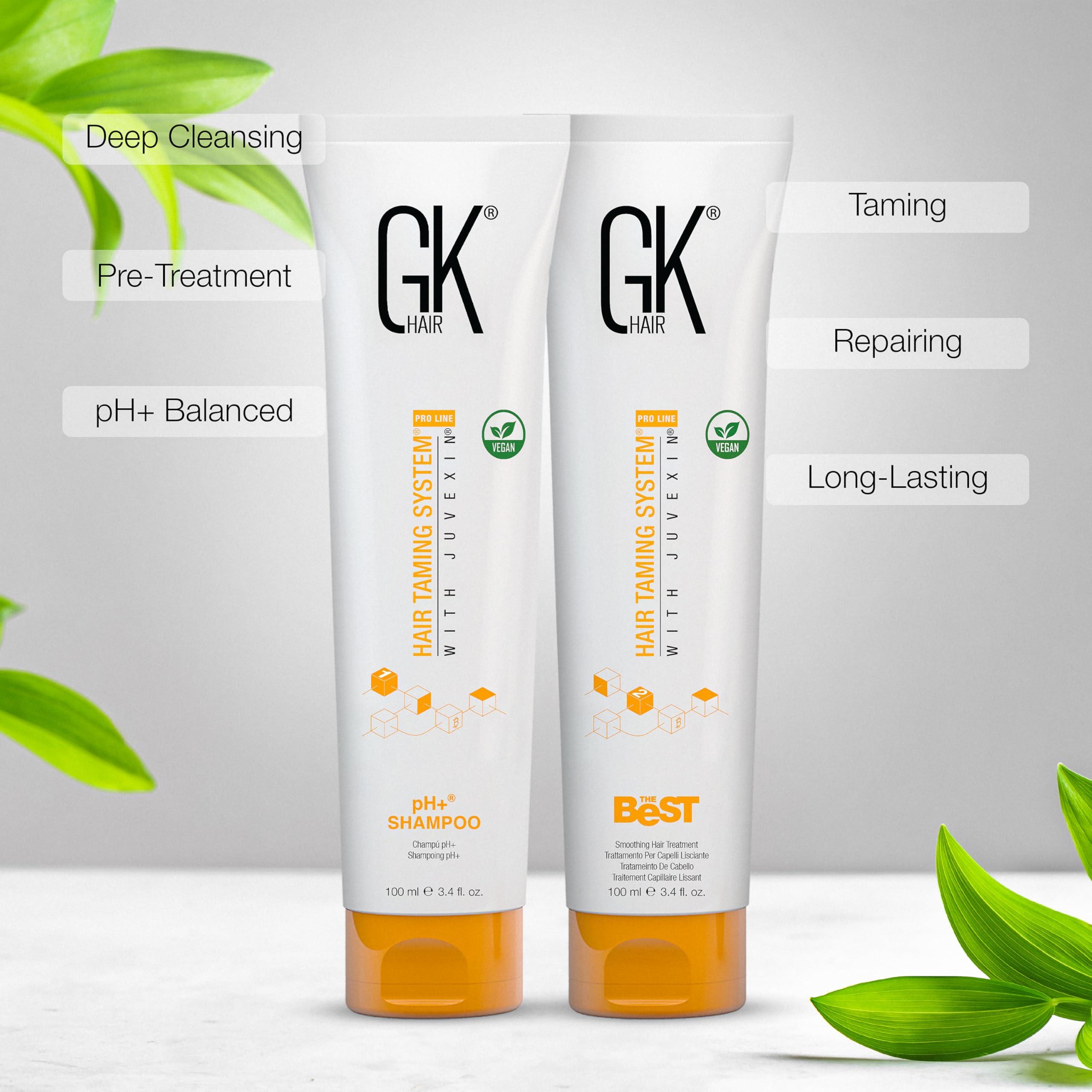 GK HAIR GK HAIR Global Keratin Professional Brazilian Keratin Hair Treatment Kit (100ml/3.4 Fl. Oz.) With PH shampoo- The Best Smoothing & Strengthening to make Hair Healthy - Formaldehyde free, Sulfate-free