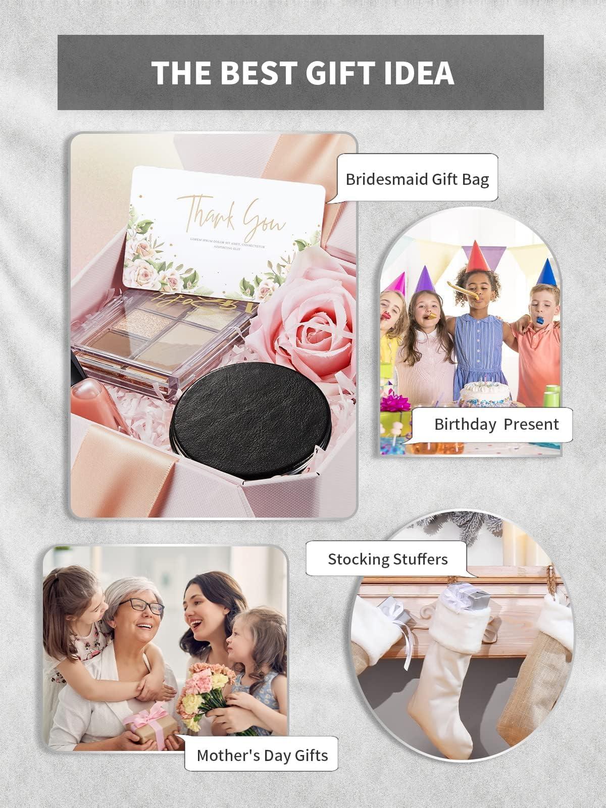 Getinbulk Getinbulk Compact Mirror Bulk, Set of 12 Round Double-Sided 1X/3X Magnification PU Leather (Black, 2.8")