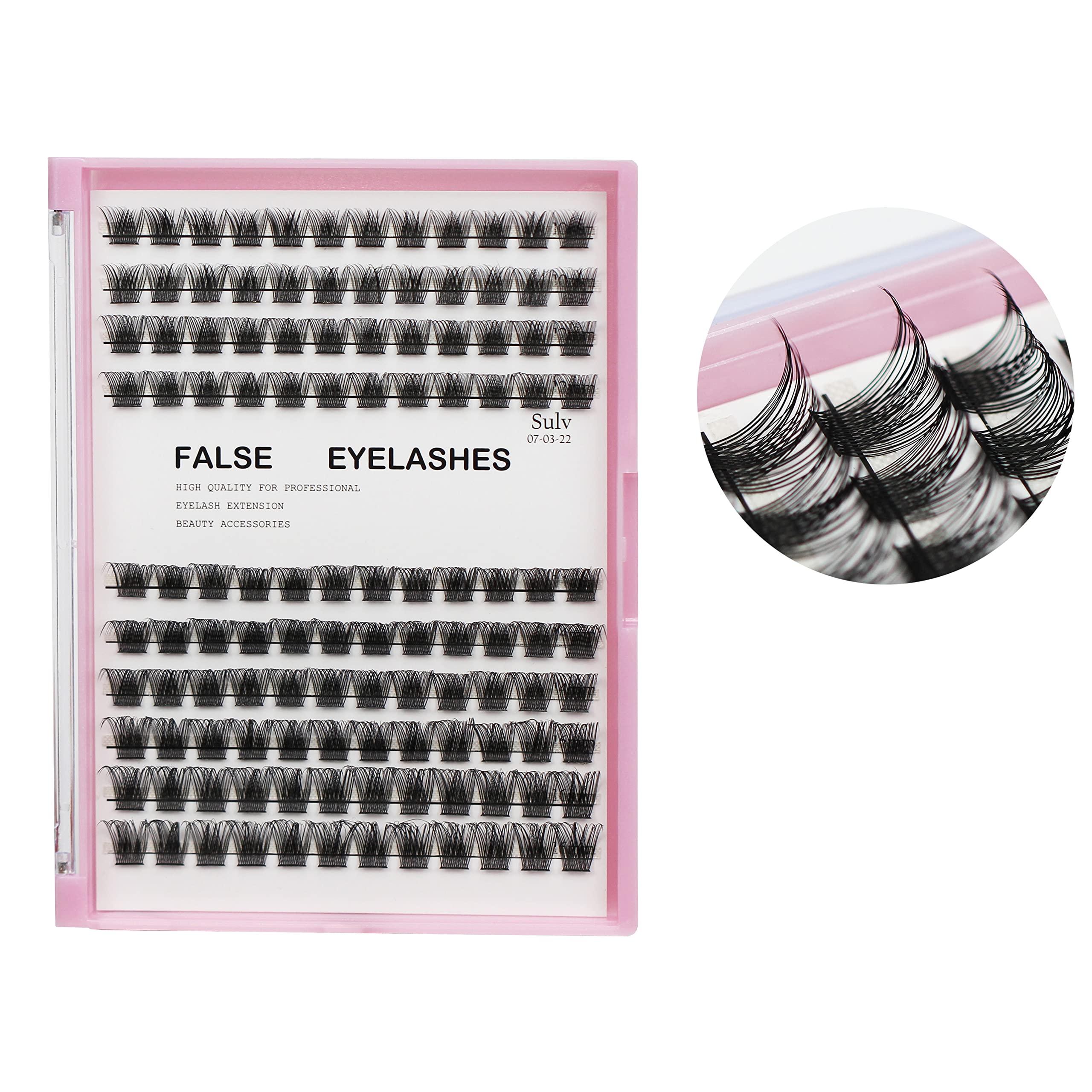 Sulv Sulv 120Pcs/Box Grafting Handmade Clusters Eyelashes D Curl Very Good Curled Thickness 0.07mm 3D Layered Effect Eyelash Extension Russian Volume Eyelashes Natural Eyelash DIY Cluster Eyelashes(12mm)