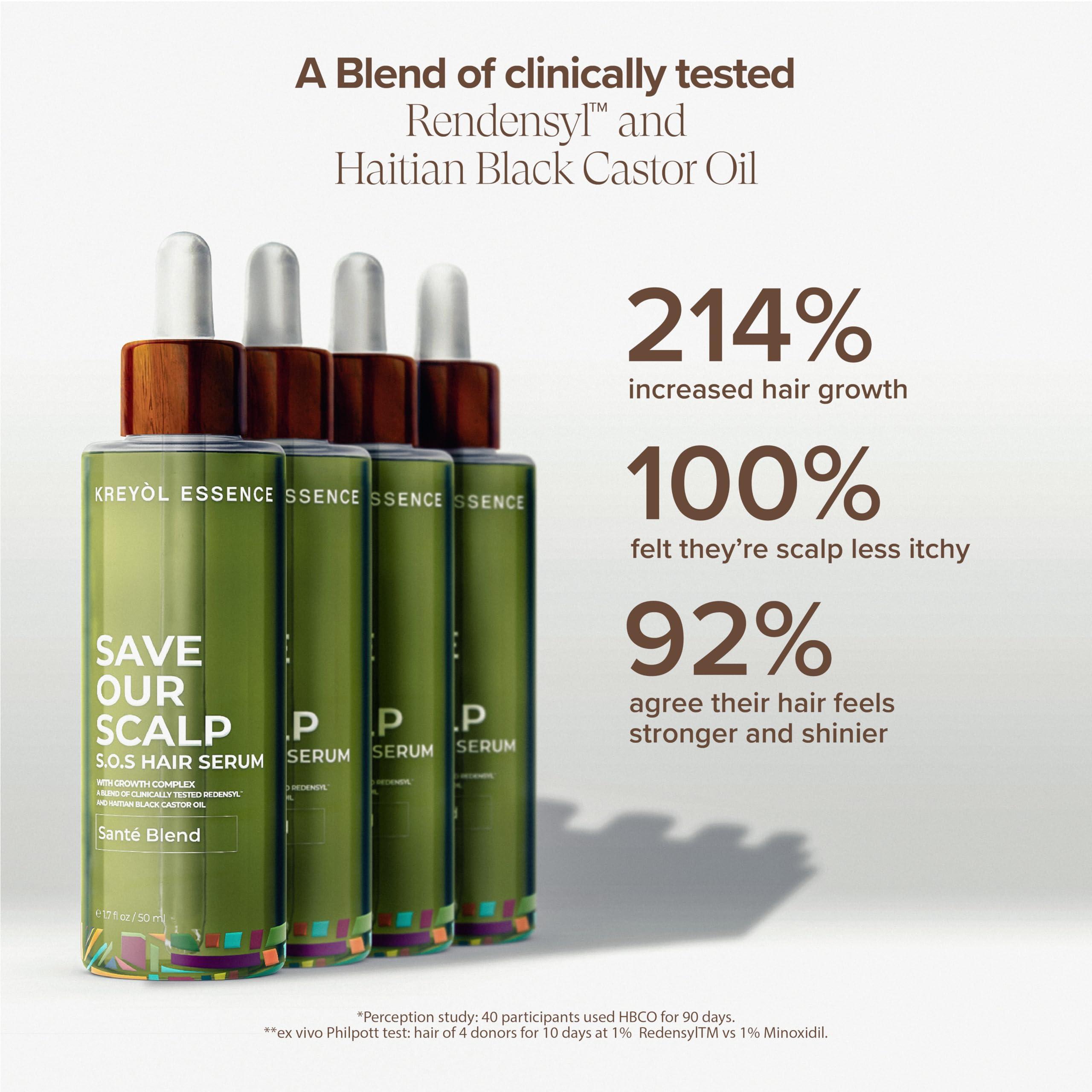 KREYL ESSENCE Kreyol Essence - Save Our Scalp Serum (S.O.S Serum) - Redensyl + Haitian Black Castor oil, Fuller Looking Hair, Cold Pressed Castor Oil, Natural Ingredients 1.7 oz