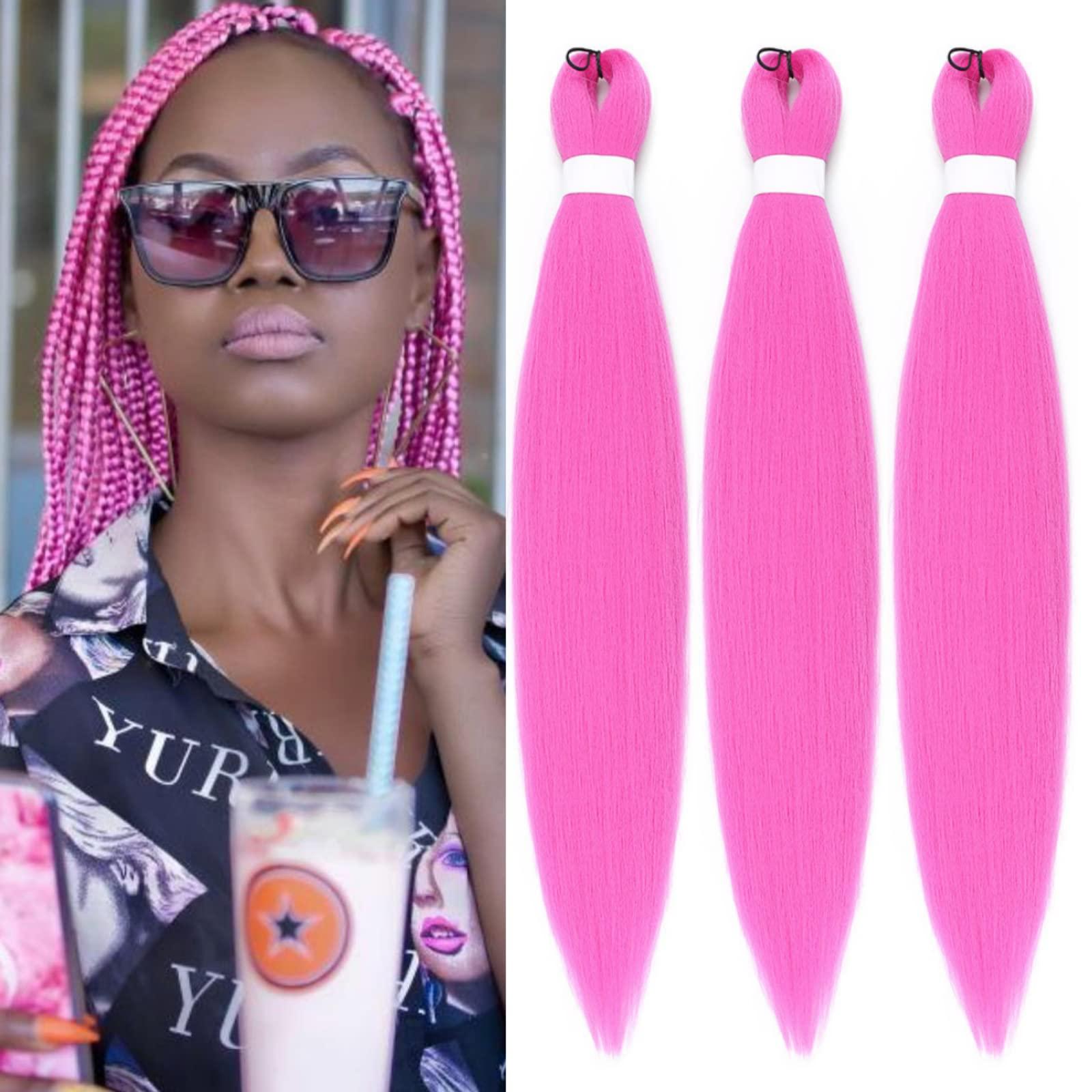 Leticia Pink Braiding Hair Pre Stretched Pink Braid in Hair Extensions Pink Hair Braids for Girls