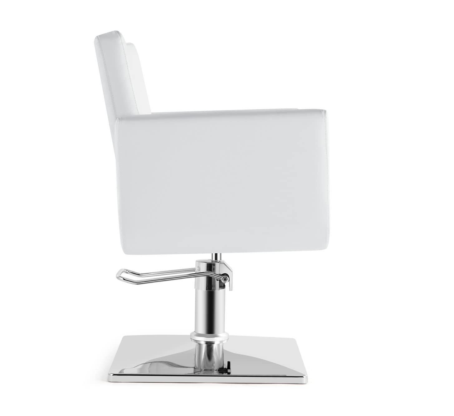 Beautymega Beautymega White Salon Spa Beauty Chair Square Base Vintage Stylist Barber Chair