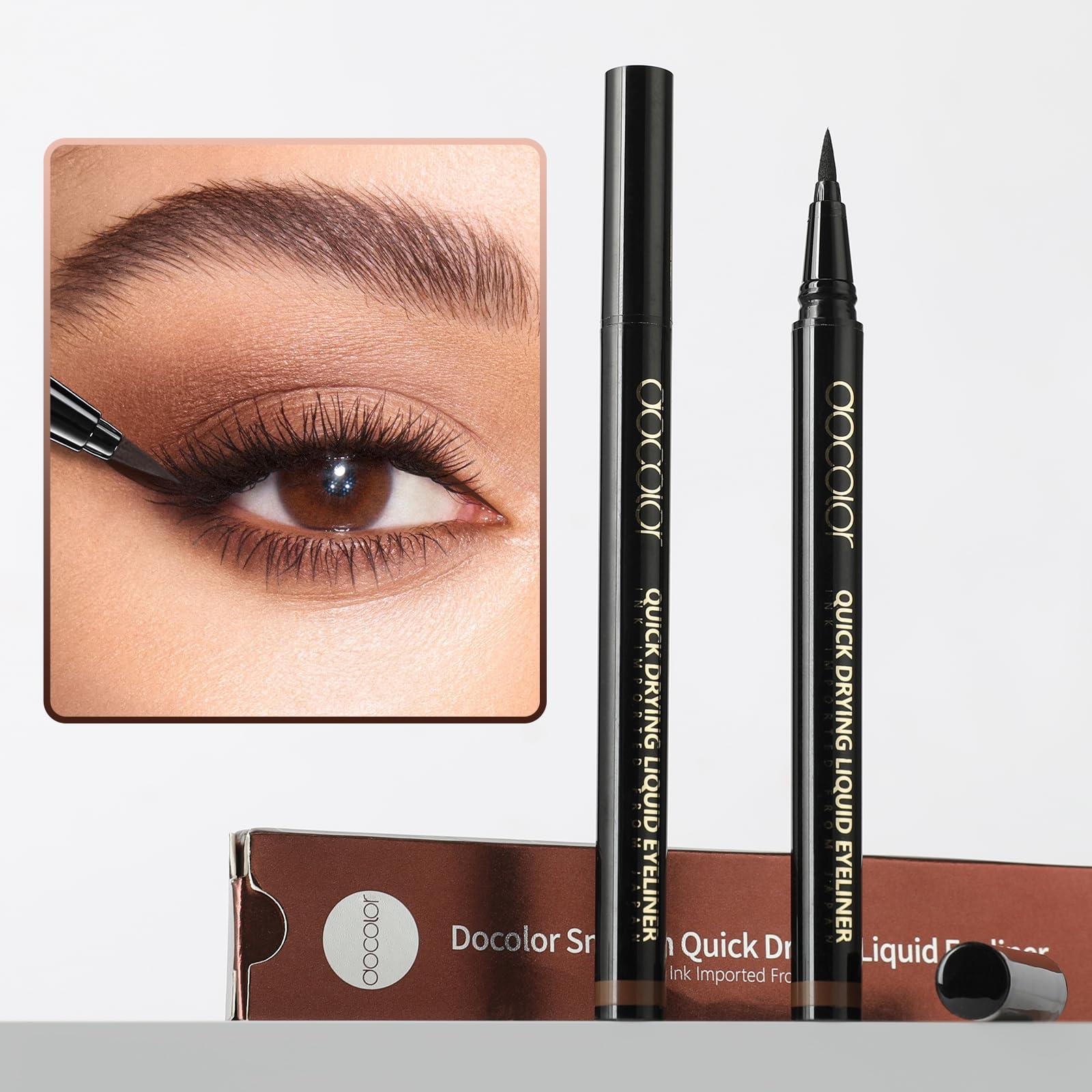 docolor docolor Brown Eyeliner Ultra-Pigmented & Waterproof Eye Liner Quick Drying Liquid Eyeliner Vegan & Cruelty-Free