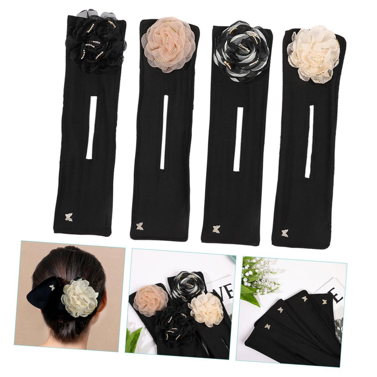 MAGICLULU MAGICLULU 4pcs Floral Hair Bun Maker Hair Donuts Shaper for Easy Hair Styling Ideal Hair Accessories for Elegant Hairstyles Includes Flowers